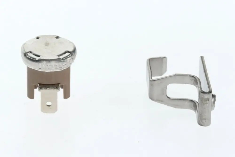 BOSCH Temperaturbegrenzer, bestehend aus einem runden Sensor mit metallischem Deckel und einer Halterung, auf hellem Hintergrund abgebildet.